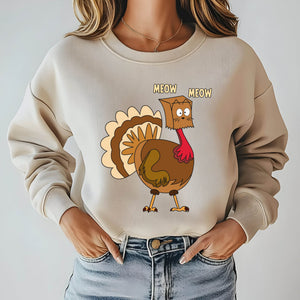 MEOW-stakes Were Made – Funny Turkey Cat Sweatshirt for Thanksgiving Vibes