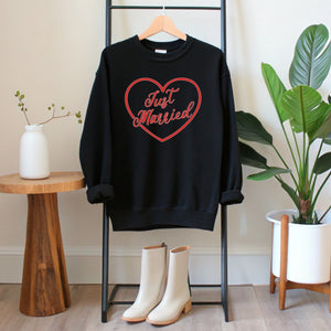 Just Married Sweatshirt – Minimalist Newlywed Couple Crewneck