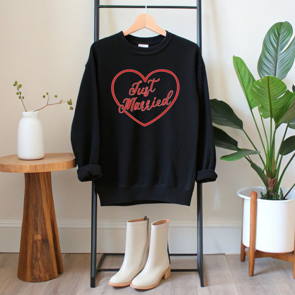 Just Married Sweatshirt – Minimalist Newlywed Couple Crewneck