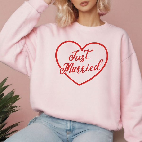 Just Married Sweatshirt – Minimalist Newlywed Couple Crewneck