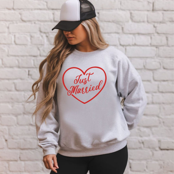 Just Married Sweatshirt – Minimalist Newlywed Couple Crewneck