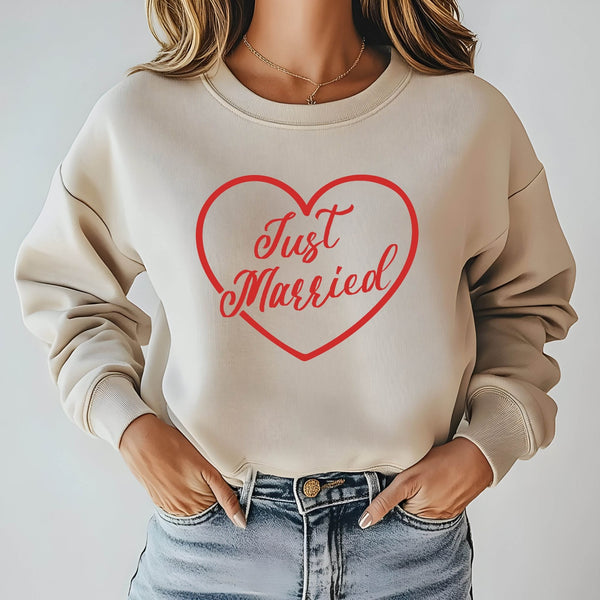 Just Married Sweatshirt – Minimalist Newlywed Couple Crewneck