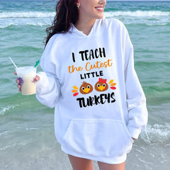 Chaos, But Make It Cozy – I Teach The Cutest Little Turkeys Hoodie for Teachers