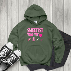 Sweetest Year Yet – Cozy Candy Hoodie for Teachers & Celebrations
