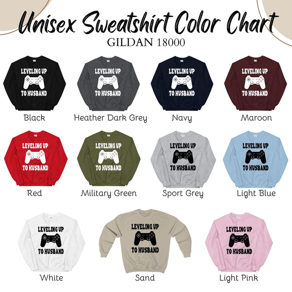 Leveling Up To Husband Sweatshirt – Funny Gamer Groom Crewneck