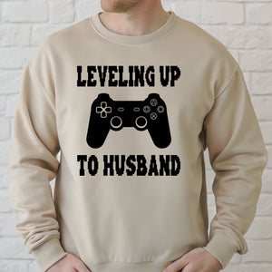 Leveling Up To Husband Sweatshirt – Funny Gamer Groom Crewneck
