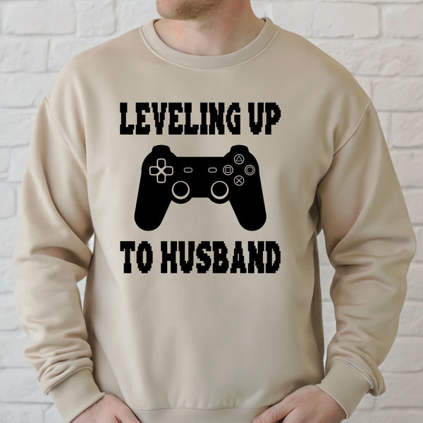 Leveling Up To Husband Sweatshirt – Funny Gamer Groom Crewneck