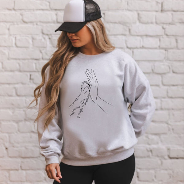 Human Hand And Paw Sweatshirt – Forever Connected in Every Memory