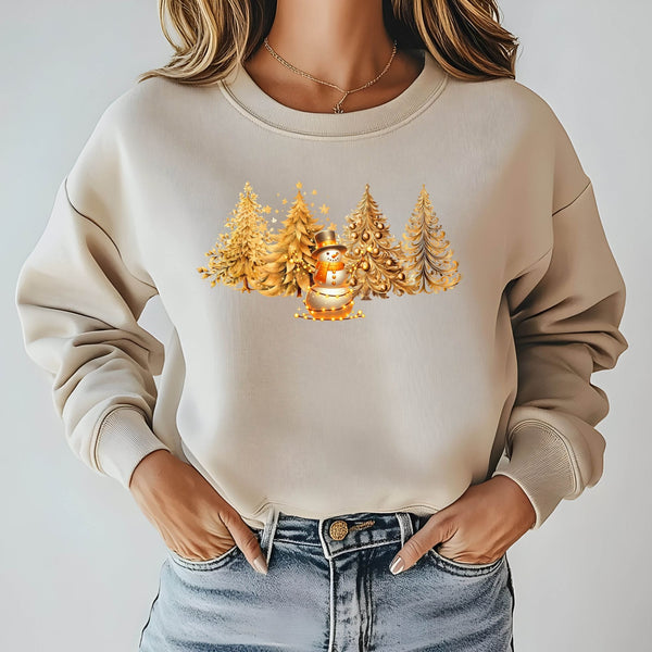 Christmas Snowman Sweatshirt – Elegant Winter Wonderland Crewneck