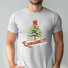 Christmas Tree Sleigh T-Shirt – Vintage Rustic Christmas Tee