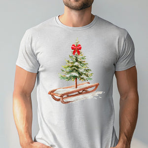 Christmas Tree Sleigh T-Shirt – Vintage Rustic Christmas Tee