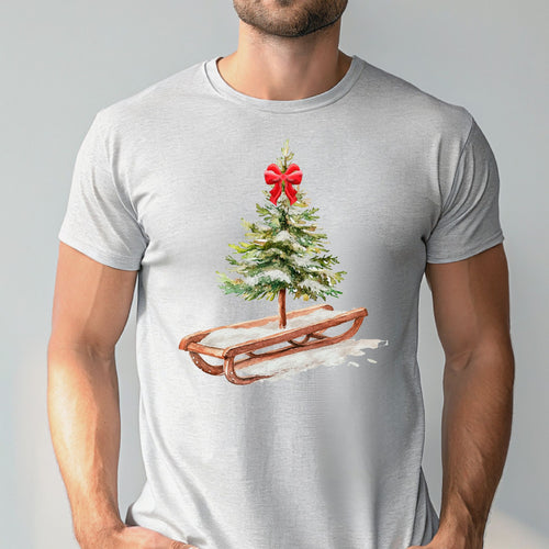 Christmas Tree Sleigh T-Shirt – Vintage Rustic Christmas Tee