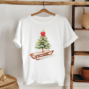 Christmas Tree Sleigh T-Shirt – Vintage Rustic Christmas Tee