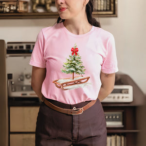 Christmas Tree Sleigh T-Shirt – Vintage Rustic Christmas Tee