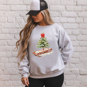 Christmas Tree Sleigh Sweatshirt – Rustic Christmas Crewneck