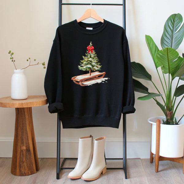 Christmas Tree Sleigh Sweatshirt – Rustic Christmas Crewneck