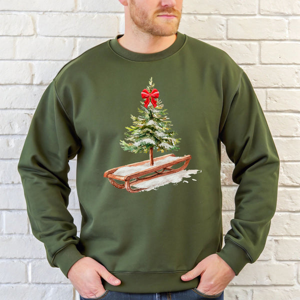 Christmas Tree Sleigh Sweatshirt – Rustic Christmas Crewneck