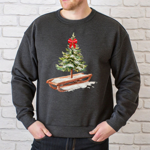 Christmas Tree Sleigh Sweatshirt – Rustic Christmas Crewneck