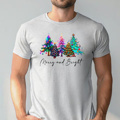 Merry And Bright Shirt – Colorful Christmas Tree Holiday Tee Gift