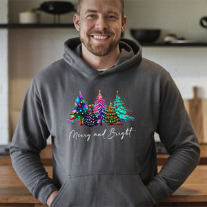 Merry And Bright Hoodie – Colorful Christmas Tree Pullover Gift