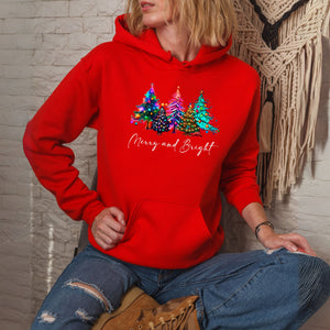 Merry And Bright Hoodie – Colorful Christmas Tree Pullover Gift