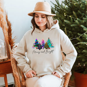 Merry And Bright Hoodie – Colorful Christmas Tree Pullover Gift