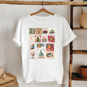 Retro Christmas Stamps T-Shirt – Vintage Holiday Graphic Tee