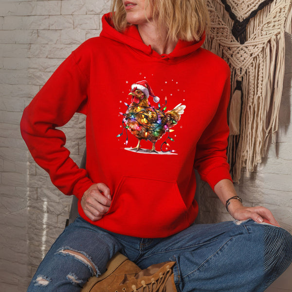 Chicken Santa Funny Xmas Tree Hoodie – Festive Christmas Chicken Pullover