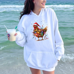 Chicken Santa Funny Xmas Tree Hoodie – Festive Christmas Chicken Pullover