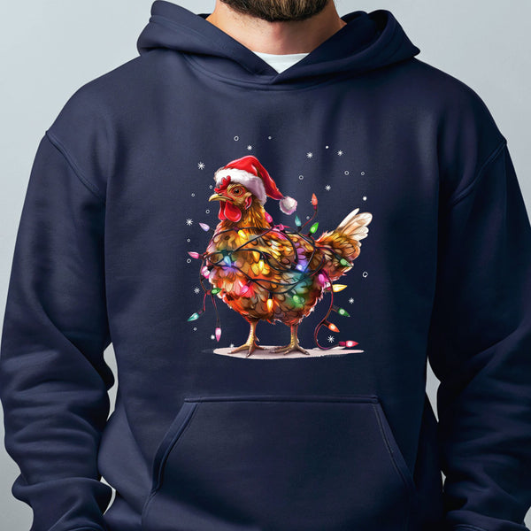 Chicken Santa Funny Xmas Tree Hoodie – Festive Christmas Chicken Pullover