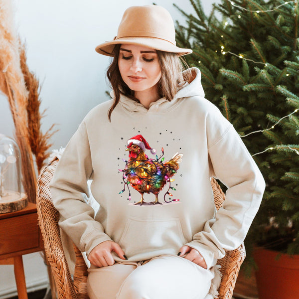 Chicken Santa Funny Xmas Tree Hoodie – Festive Christmas Chicken Pullover