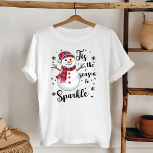 Tis The Season To Sparkle T-Shirt – Cute Snowman Christmas Tee