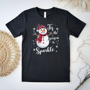 Tis The Season To Sparkle T-Shirt – Cute Snowman Christmas Tee