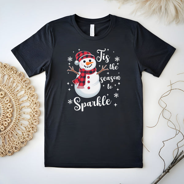 Tis The Season To Sparkle T-Shirt – Cute Snowman Christmas Tee