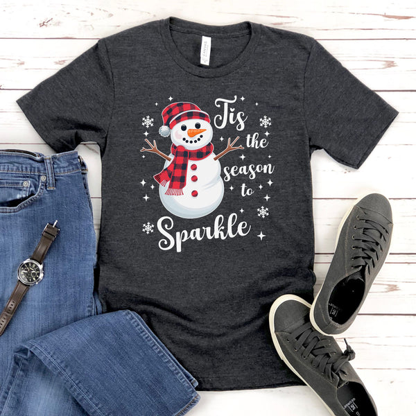 Tis The Season To Sparkle T-Shirt – Cute Snowman Christmas Tee