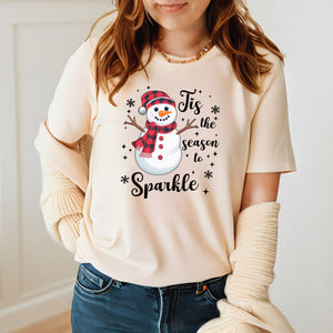Tis The Season To Sparkle T-Shirt – Cute Snowman Christmas Tee