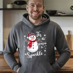 Tis The Season To Sparkle Hoodie – Cute Snowman Christmas Pullover