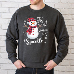 Tis The Season To Sparkle Sweatshirt – Cute Snowman Crewneck