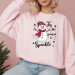 Tis The Season To Sparkle Sweatshirt – Cute Snowman Crewneck