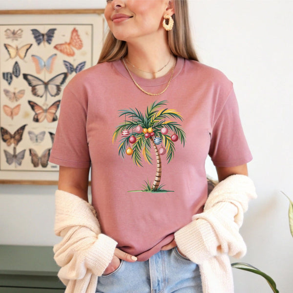 Christmas Palm Tree T-Shirt – Tropical Beach Christmas Tee