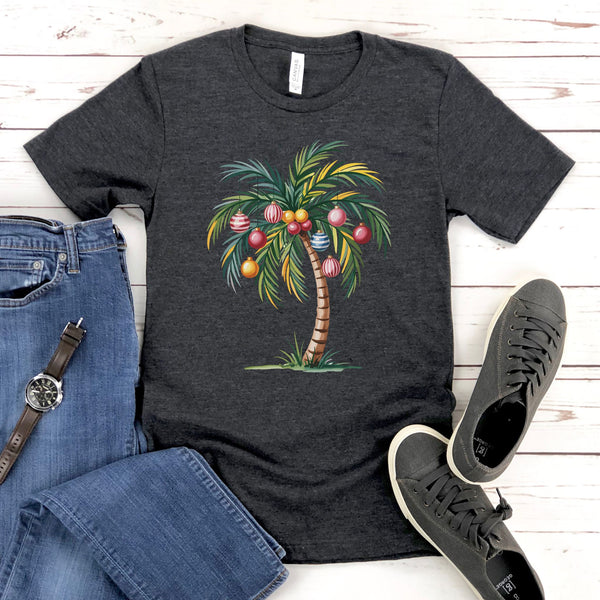 Christmas Palm Tree T-Shirt – Tropical Beach Christmas Tee