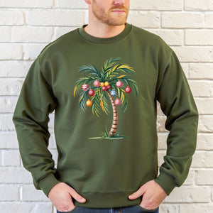 Christmas Palm Tree Sweatshirt – Tropical Beach Holiday Crewneck