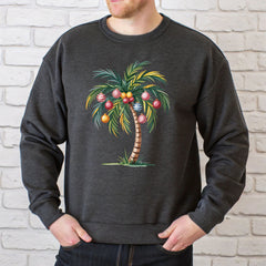 Christmas Palm Tree Sweatshirt – Tropical Beach Holiday Crewneck