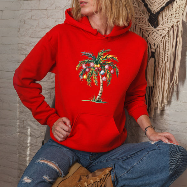Christmas Palm Tree Hoodie – Tropical Beach Holiday Pullover