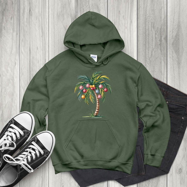Christmas Palm Tree Hoodie – Tropical Beach Holiday Pullover