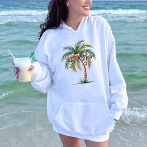 Christmas Palm Tree Hoodie – Tropical Beach Holiday Pullover