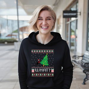 What Cat Pushing Tree Hoodie – Funny Christmas Cat Pullover