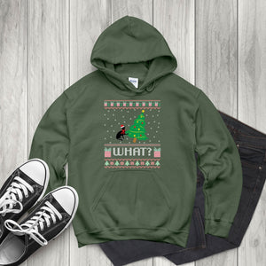 What Cat Pushing Tree Hoodie – Funny Christmas Cat Pullover