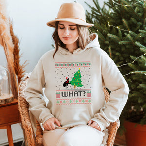 What Cat Pushing Tree Hoodie – Funny Christmas Cat Pullover