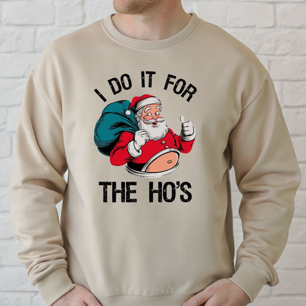 Do It For The Ho's Sweatshirt – Funny Santa Christmas Crewneck